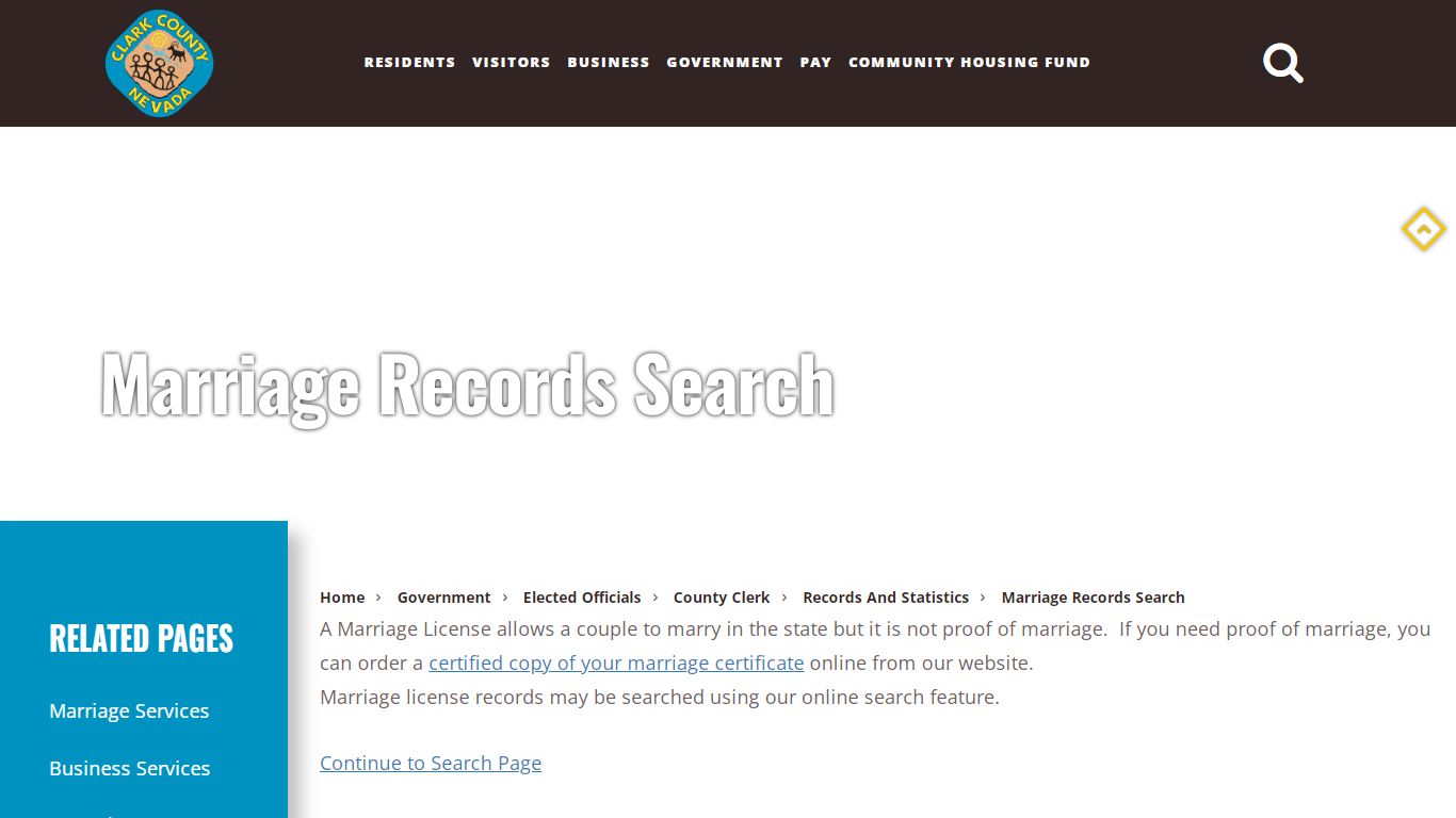 Marriage Records Search - Clark County, Nevada